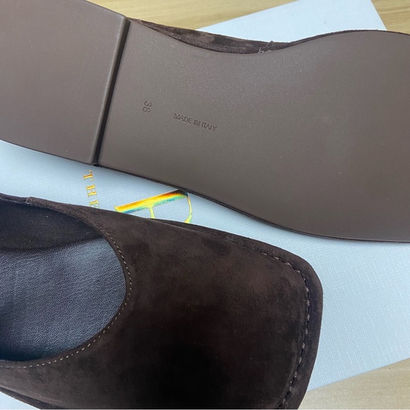 The Row Dark Brown Suede Mary Jane Square-Toe Flats - Picture 4 of 7